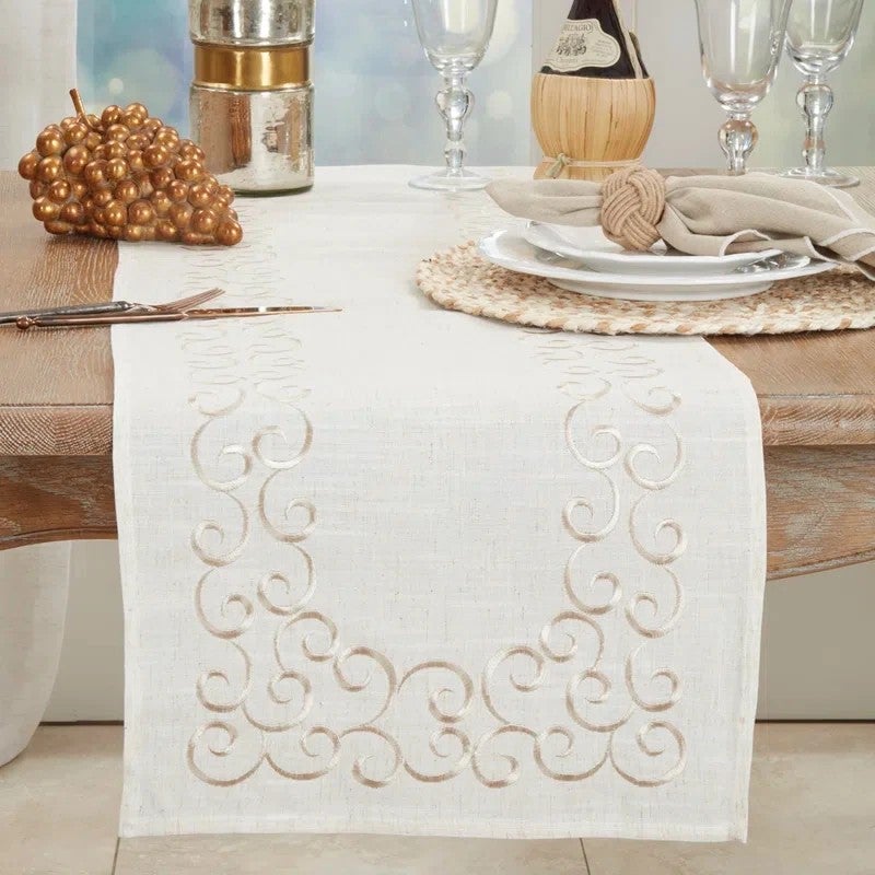 Bluejw Good Quality Rectangle Table Runner Elegant Linen Table Runner with Embroidery Table Runner for Dining Table - Image 2